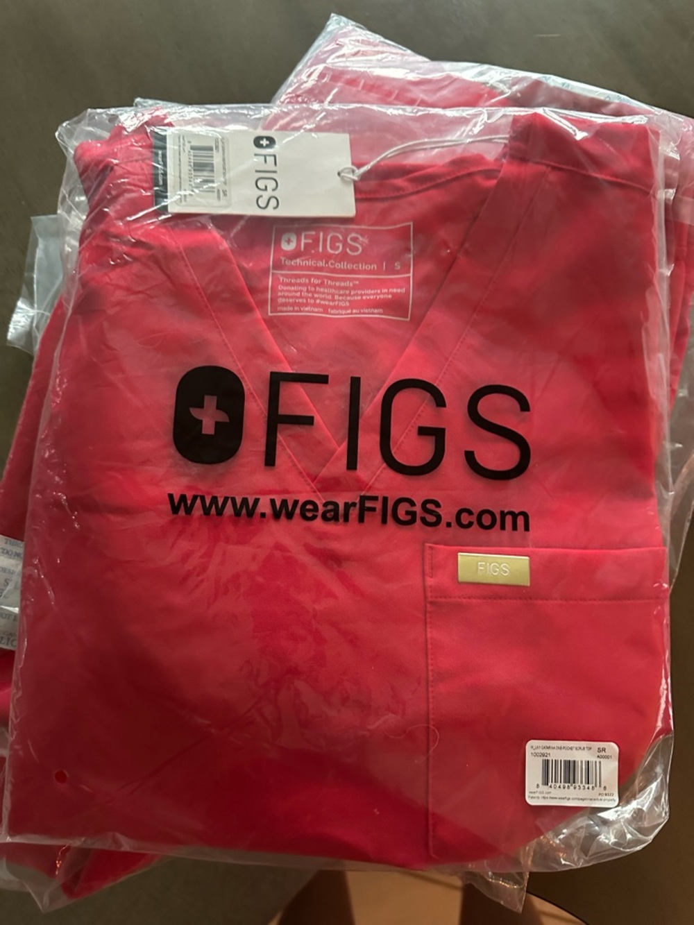 Figs Pop red V-Neck Medical Scrub Top